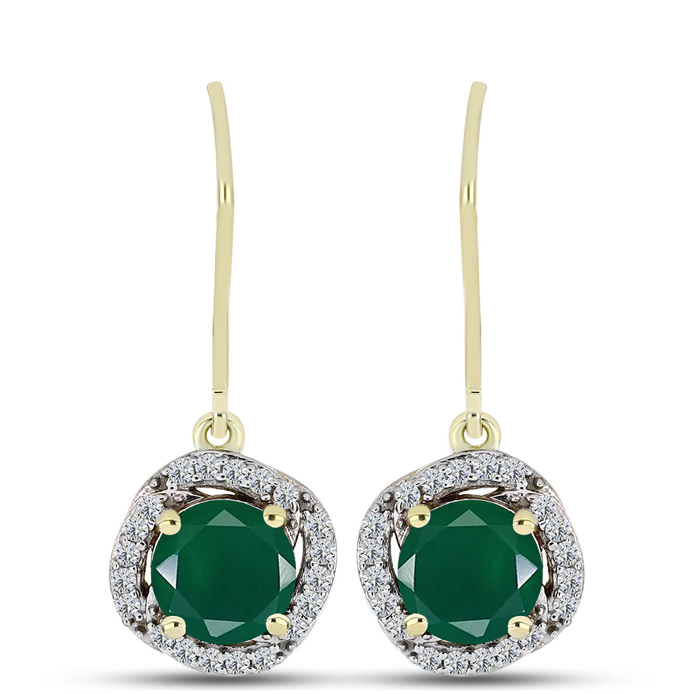 Cercei din Argint 925 Placat cu Aur ( 2.88 grame ) cu Agat Verde și Topaz Alb 2.39 Carate