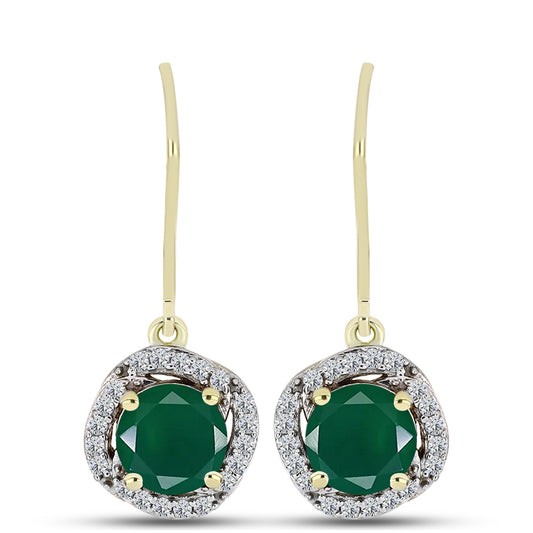 Cercei din Argint 925 Placat cu Aur ( 2.88 grame ) cu Agat Verde și Topaz Alb 2.39 Carate