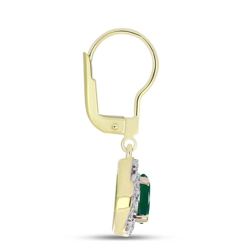 Cercei din Argint 925 Placat cu Aur ( 2.88 grame ) cu Agat Verde și Topaz Alb 2.39 Carate
