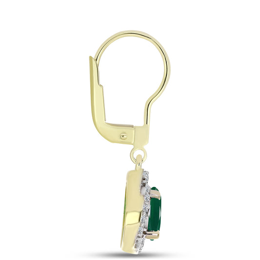 Cercei din Argint 925 Placat cu Aur ( 2.88 grame ) cu Agat Verde și Topaz Alb 2.39 Carate