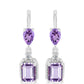 Cercei din Argint 925 ( 3.47 grame ) cu Ametist Rose de France și Topaz Alb 2.69 Carate