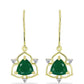 Cercei din Argint 925 Placat cu Aur ( 2.5 grame ) cu Agat Verde și Topaz Alb 2.22 Carate