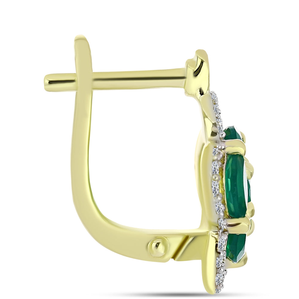Cercei din Argint 925 Placat cu Aur ( 3.92 grame ) cu Agat Verde și Topaz Alb 2.16 Carate 2 