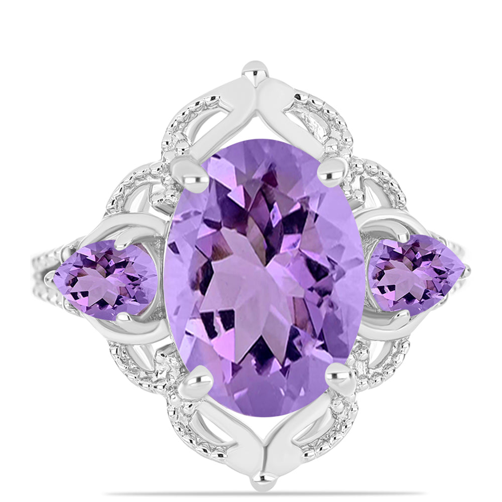 Inel din Argint 925 ( 4.58 grame ) cu Ametist Rose de France 5.79 Carate 1 