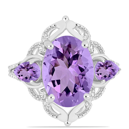 Inel din Argint 925 ( 4.58 grame ) cu Ametist Rose de France 5.79 Carate