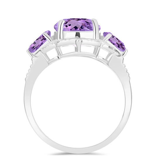 Inel din Argint 925 ( 4.58 grame ) cu Ametist Rose de France 5.79 Carate