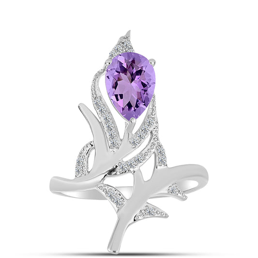 Inel din Argint 925 ( 3.42 grame ) cu Ametist Rose de France și Topaz Alb 1.84 Carate