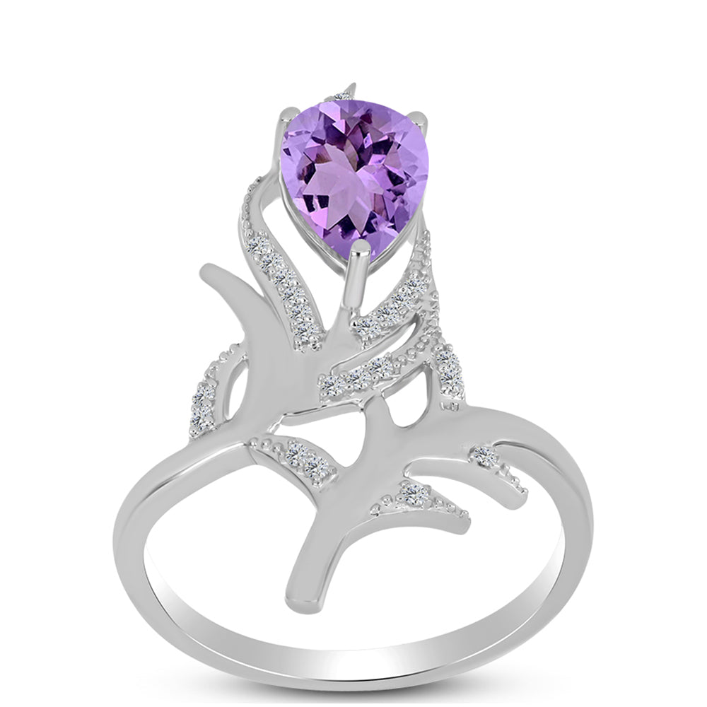 Inel din Argint 925 ( 3.42 grame ) cu Ametist Rose de France și Topaz Alb 1.84 Carate