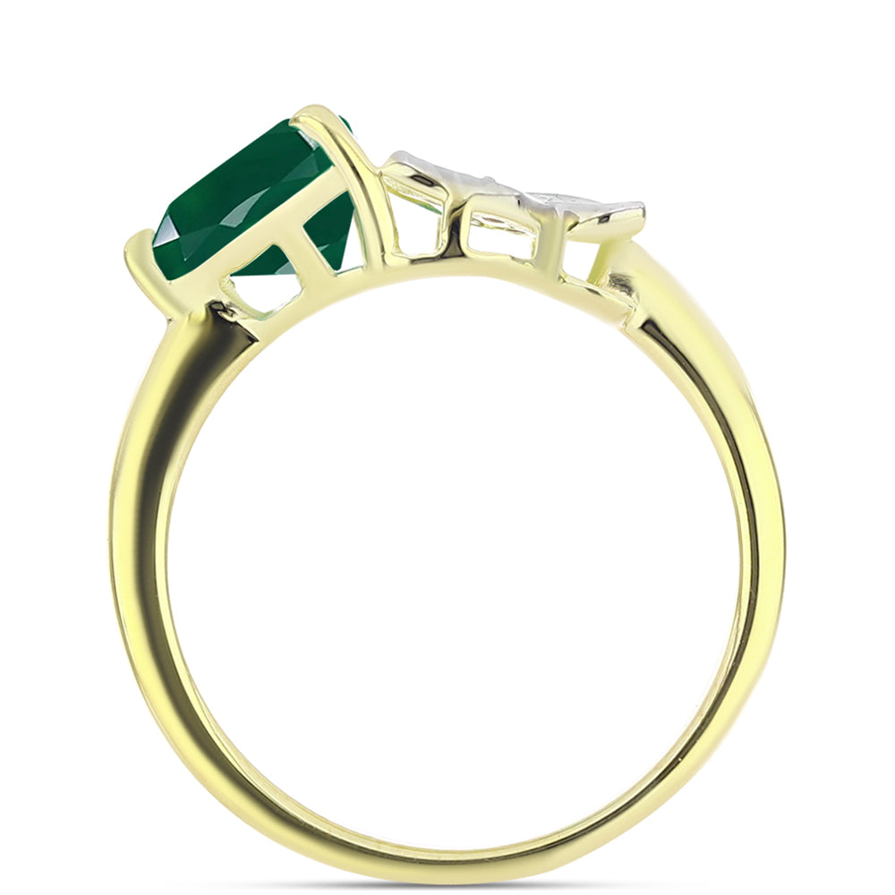 Inel din Argint 925 Placat cu Aur ( 2.4 grame ) cu Agat Verde și Topaz Alb 1.15 Carate 2 