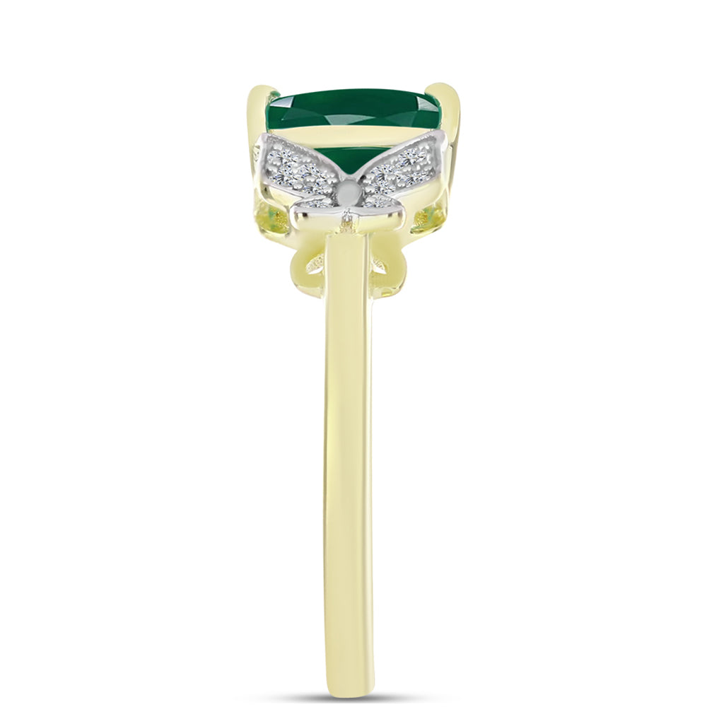 Inel din Argint 925 Placat cu Aur ( 2.4 grame ) cu Agat Verde și Topaz Alb 1.15 Carate 4 