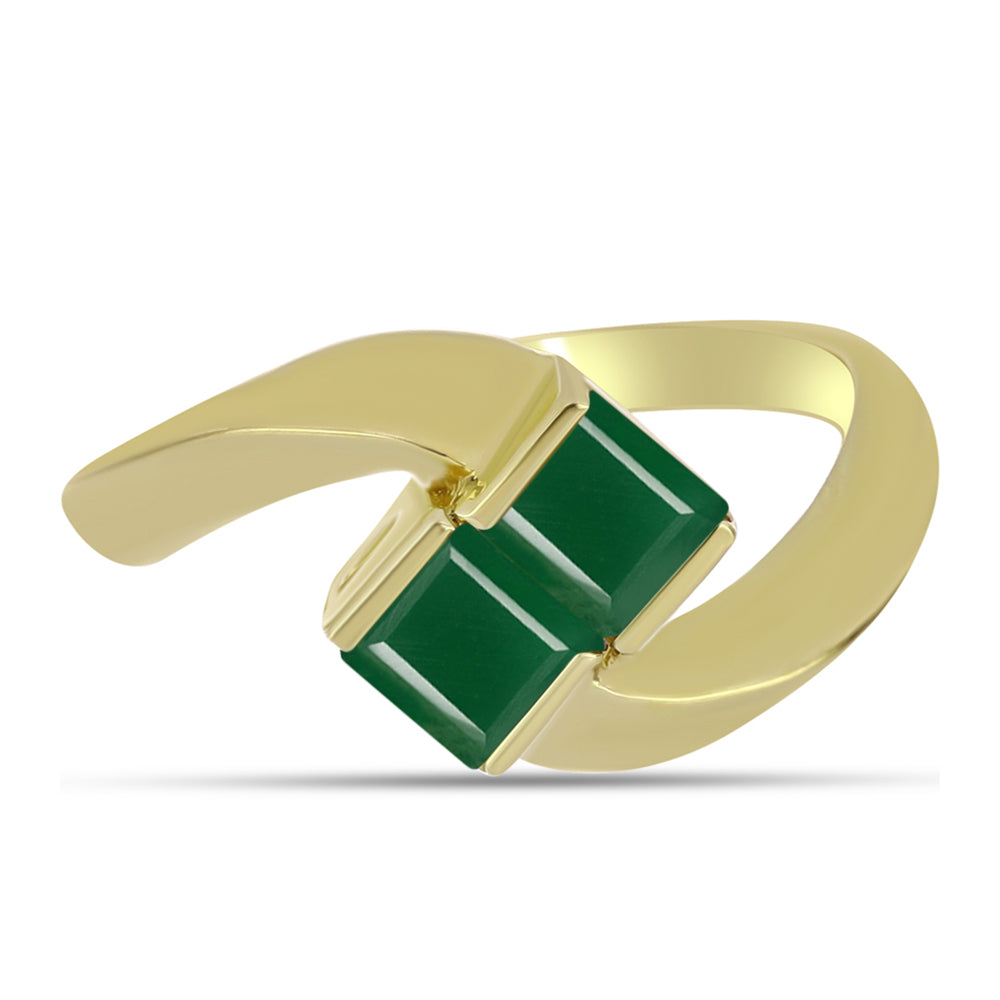 Inel din Argint 925 Placat cu Aur ( 2.64 grame ) cu Agat Verde 0.64 Carate