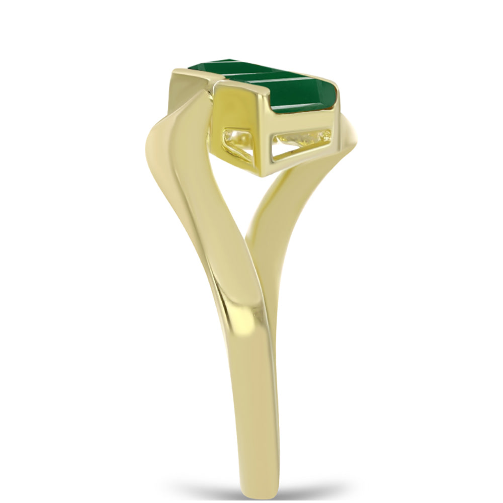 Inel din Argint 925 Placat cu Aur ( 2.64 grame ) cu Agat Verde 0.64 Carate