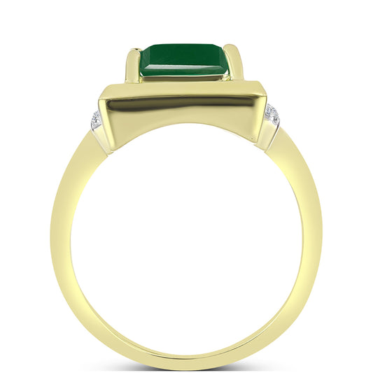 Inel din Argint 925 Placat cu Aur ( 3.12 grame ) cu Agat Verde și Topaz Alb 1.71 Carate