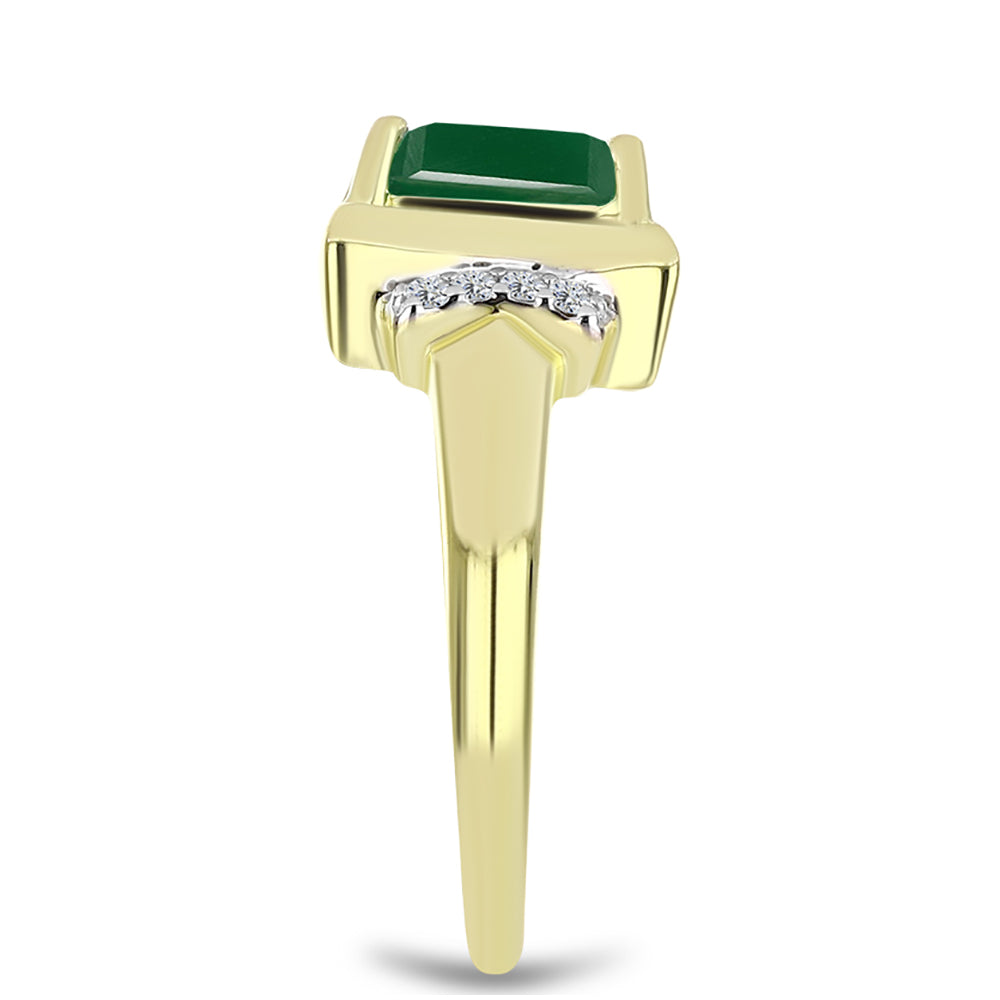 Inel din Argint 925 Placat cu Aur ( 3.12 grame ) cu Agat Verde și Topaz Alb 1.71 Carate 4 