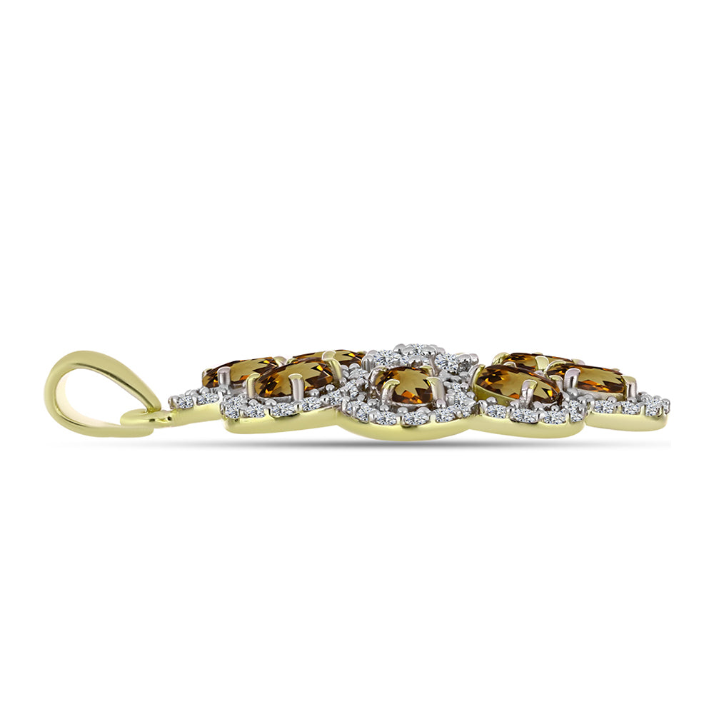 Pandantiv din Argint 925 Placat cu Aur ( 3.62 grame ) cu Cuarț Coniac și Topaz Alb 2.74 Carate 2 