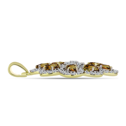 Pandantiv din Argint 925 Placat cu Aur ( 3.62 grame ) cu Cuarț Coniac și Topaz Alb 2.74 Carate