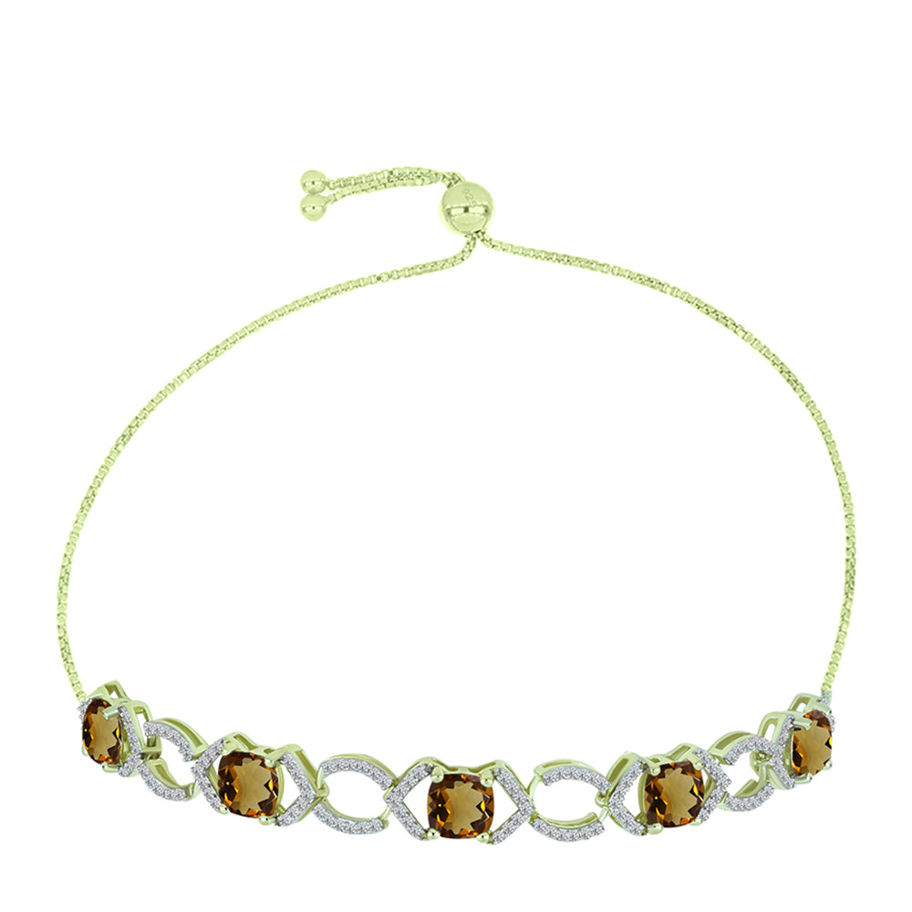 Brățară din Argint 925 Placat cu Aur ( 5.84 grame ) cu Cuarț Coniac și Topaz Alb 4.99 Carate