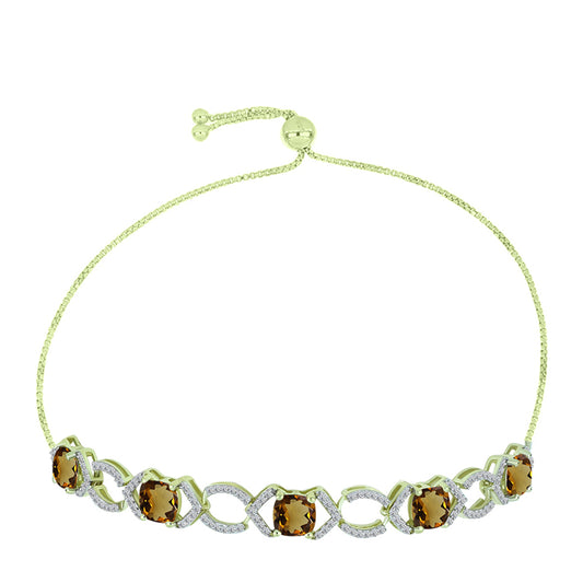 Brățară din Argint 925 Placat cu Aur ( 5.84 grame ) cu Cuarț Coniac și Topaz Alb 4.99 Carate