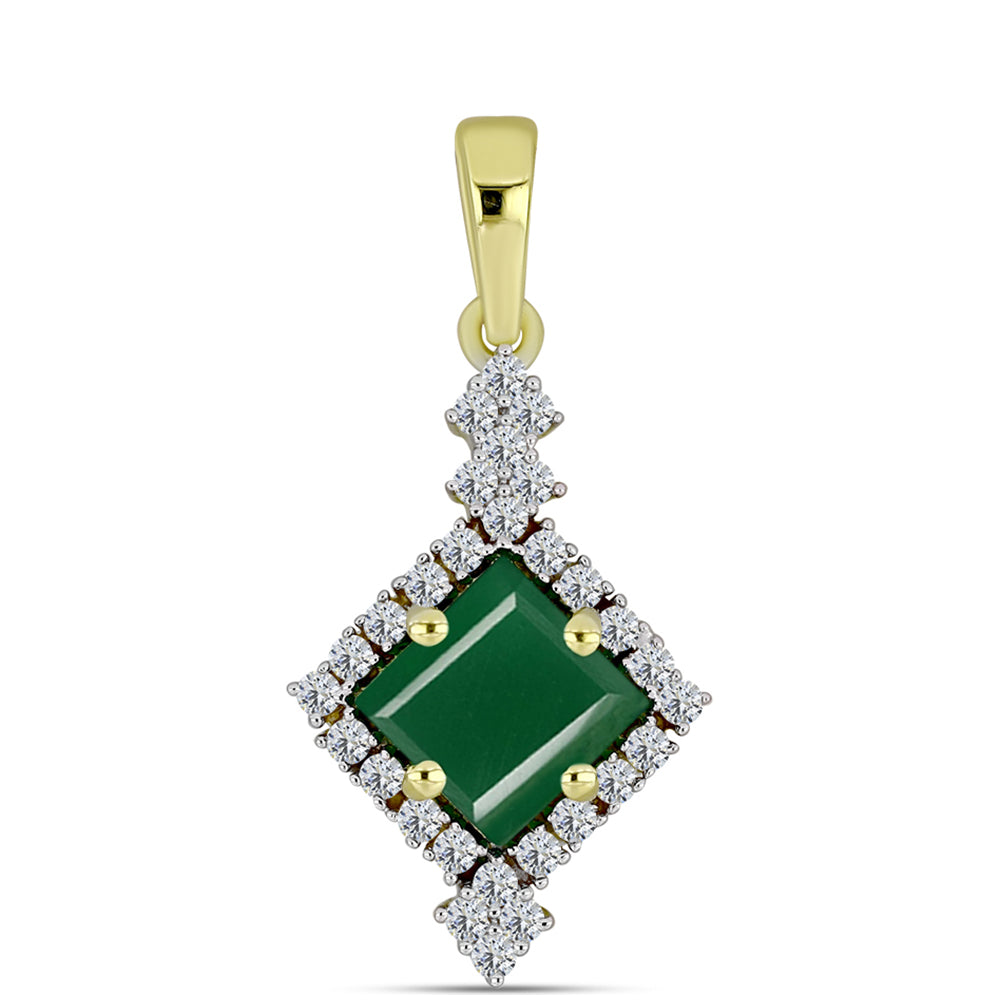 Pandantiv din Argint 925 Placat cu Aur ( 1.7 grame ) cu Agat Verde și Topaz Alb 2.14 Carate 1 
