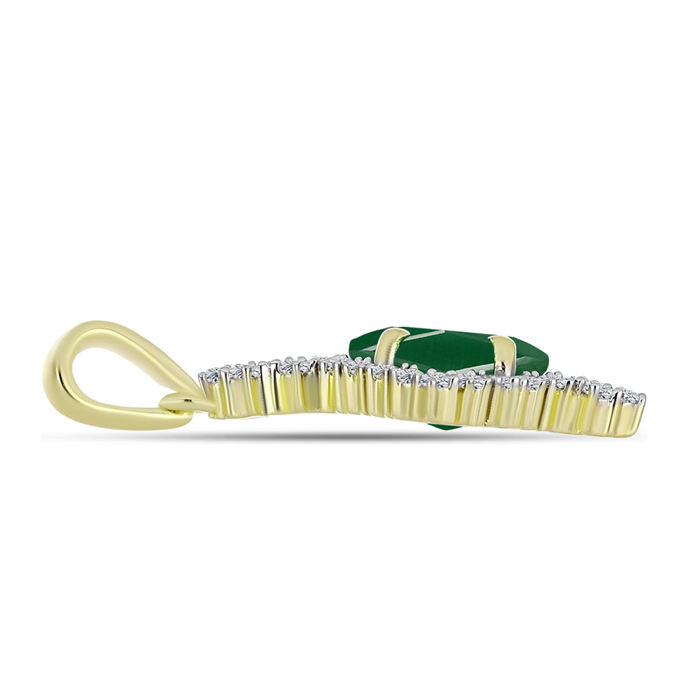 Pandantiv din Argint 925 Placat cu Aur ( 1.7 grame ) cu Agat Verde și Topaz Alb 2.14 Carate 2 