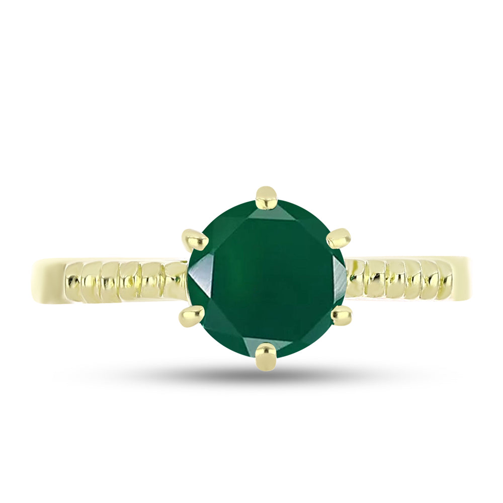 Inel din Argint 925 Placat cu Aur ( 2.32 grame ) cu Agat Verde 1.18 Carate