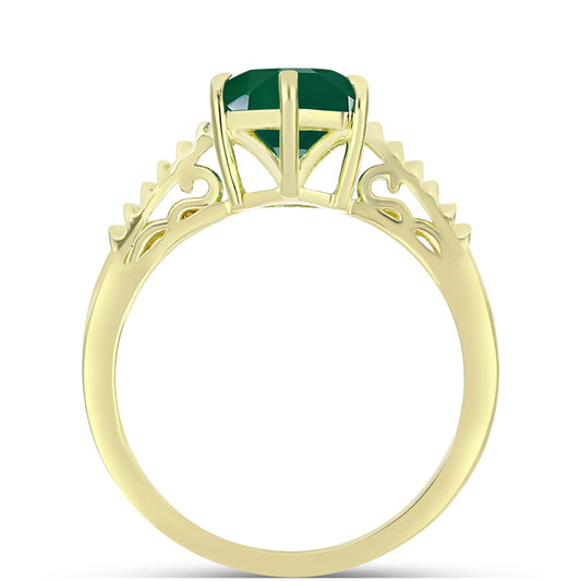 Inel din Argint 925 Placat cu Aur ( 2.32 grame ) cu Agat Verde 1.18 Carate