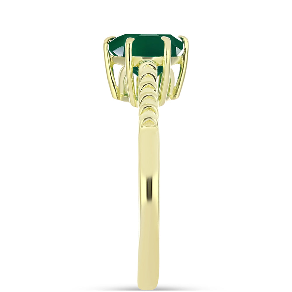 Inel din Argint 925 Placat cu Aur ( 2.32 grame ) cu Agat Verde 1.18 Carate 4 