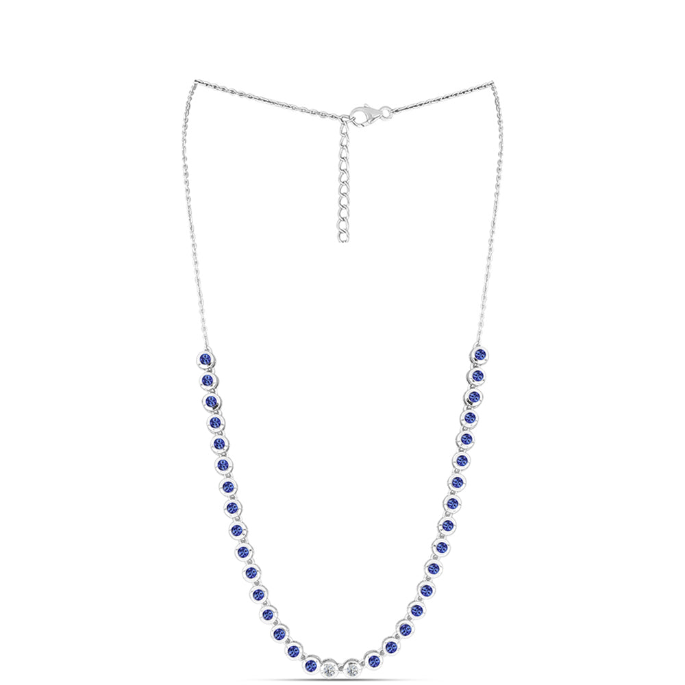 Colier din Argint 925 ( 12.23 grame ) cu Tanzanit AAA și Diamant Alb 4.11 Carate 1 