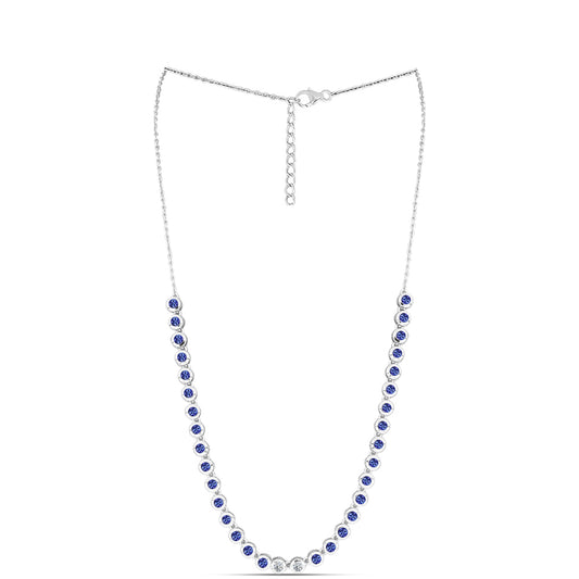 Colier din Argint 925 ( 12.23 grame ) cu Tanzanit AAA și Diamant Alb 4.11 Carate