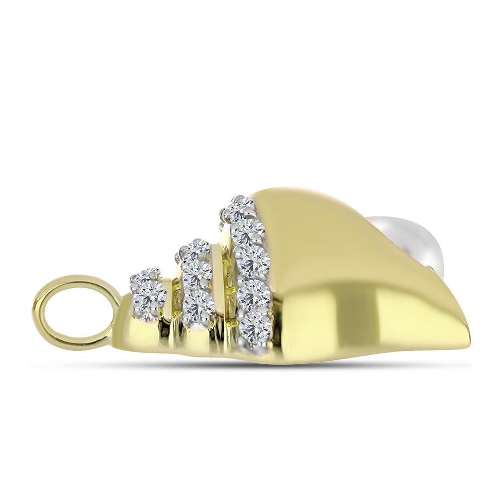 Pandantiv din Argint 925 Placat cu Aur ( 2.65 grame ) cu Perlă de Apă Dulce Albă și Topaz Alb 3.4 Carate 2 