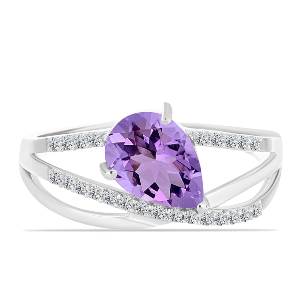 Inel din Argint 925 ( 2.43 grame ) cu Ametist Rose de France și Topaz Alb 1.88 Carate 1 
