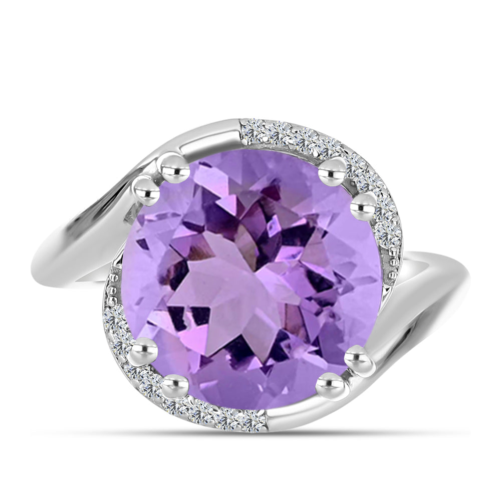 Inel din Argint 925 ( 5.04 grame ) cu Ametist Rose de France și Topaz Alb 6.96 Carate
