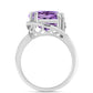 Inel din Argint 925 ( 5.04 grame ) cu Ametist Rose de France și Topaz Alb 6.96 Carate