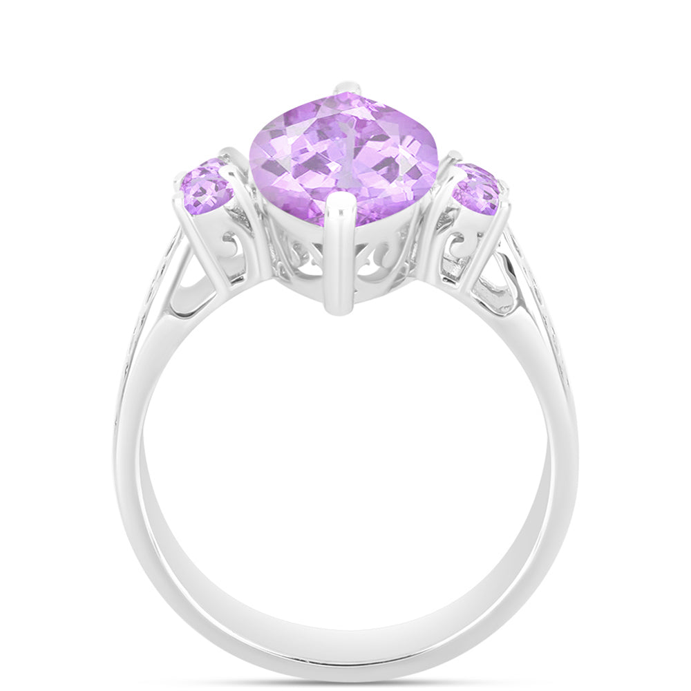 Inel din Argint 925 ( 4.27 grame ) cu Ametist Rose de France 4.83 Carate