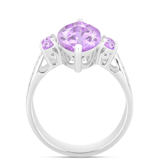 Inel din Argint 925 ( 4.27 grame ) cu Ametist Rose de France 4.83 Carate