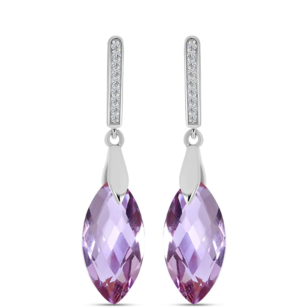 Cercei din Argint 925 ( 2.94 grame ) cu Ametist Rose de France și Topaz Alb 8.3 Carate 1 