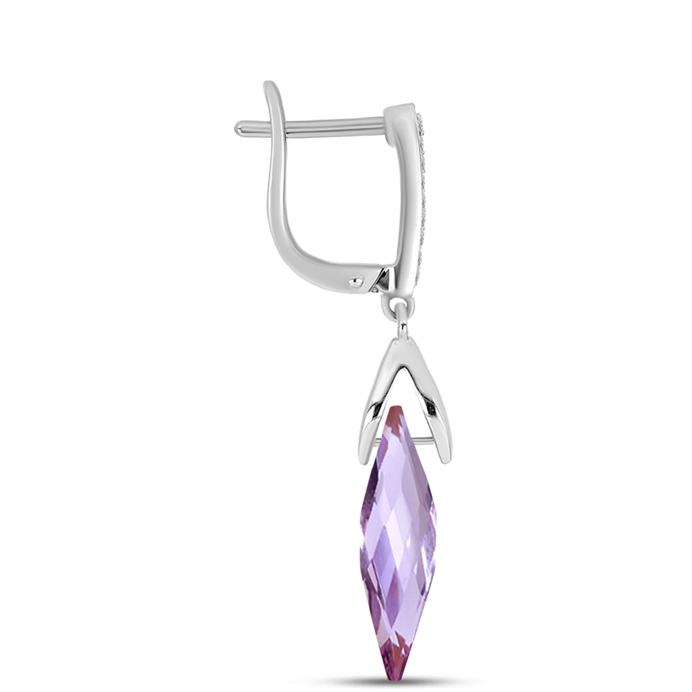 Cercei din Argint 925 ( 2.94 grame ) cu Ametist Rose de France și Topaz Alb 8.3 Carate 2 