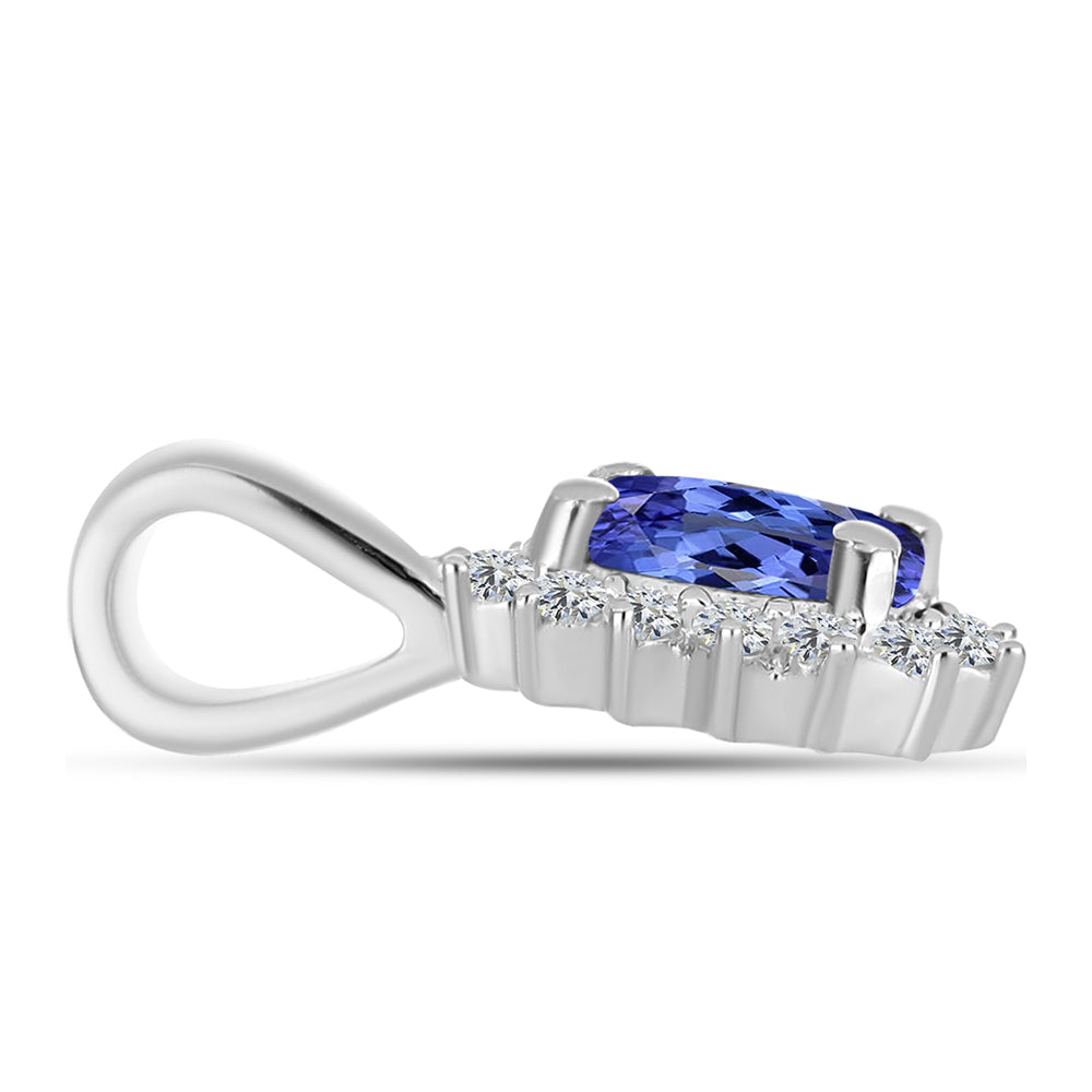 Pandantiv din Argint 925 ( 0.74 grame ) cu Tanzanit AAA și Diamant Alb 0.58 Carate 2 