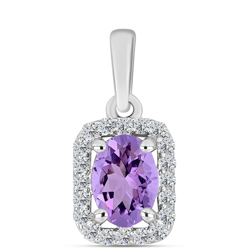 Pandantiv din Argint 925 ( 0.89 grame ) cu Ametist Rose de France și Topaz Alb 0.84 Carate 1 