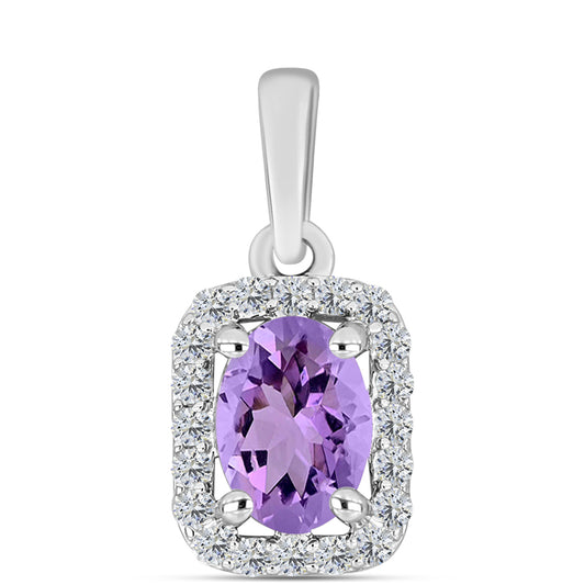 Pandantiv din Argint 925 ( 0.89 grame ) cu Ametist Rose de France și Topaz Alb 0.84 Carate