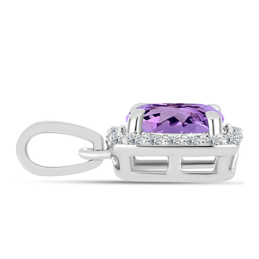 Pandantiv din Argint 925 ( 0.89 grame ) cu Ametist Rose de France și Topaz Alb 0.84 Carate