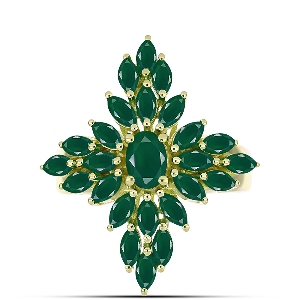 Inel din Argint 925 Placat cu Aur ( 6.59 grame ) cu Agat Verde 3.74 Carate