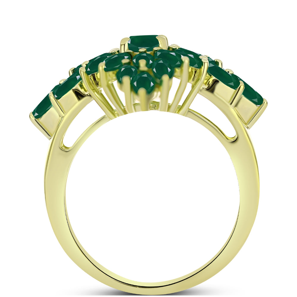 Inel din Argint 925 Placat cu Aur ( 6.59 grame ) cu Agat Verde 3.74 Carate 2 