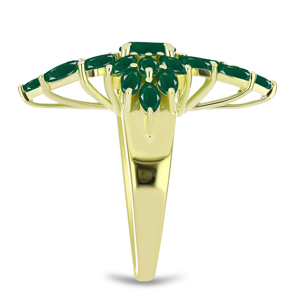 Inel din Argint 925 Placat cu Aur ( 6.59 grame ) cu Agat Verde 3.74 Carate