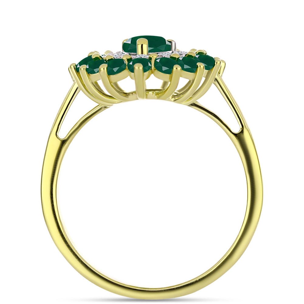 Inel din Argint 925 Placat cu Aur ( 3.57 grame ) cu Agat Verde și Topaz Alb 1.79 Carate