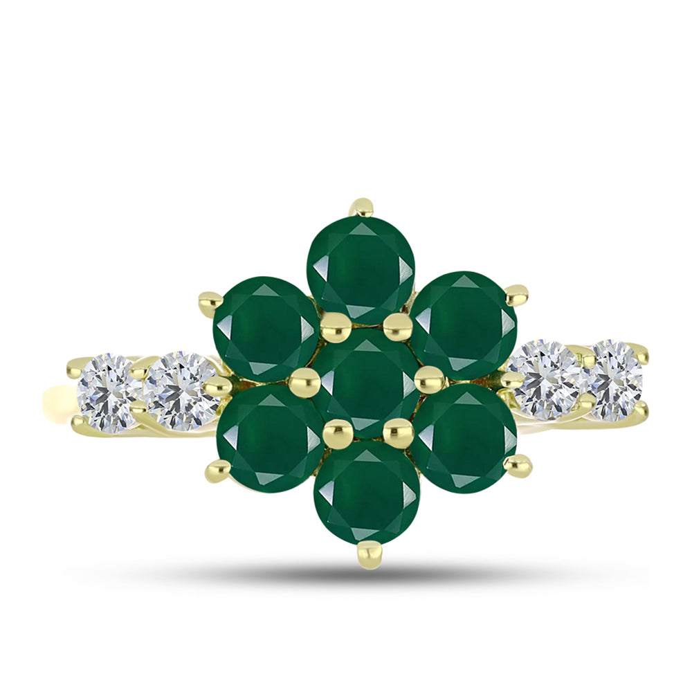 Inel din Argint 925 Placat cu Aur ( 2.36 grame ) cu Agat Verde și Topaz Alb 1.98 Carate 1 