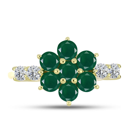Inel din Argint 925 Placat cu Aur ( 2.36 grame ) cu Agat Verde și Topaz Alb 1.98 Carate