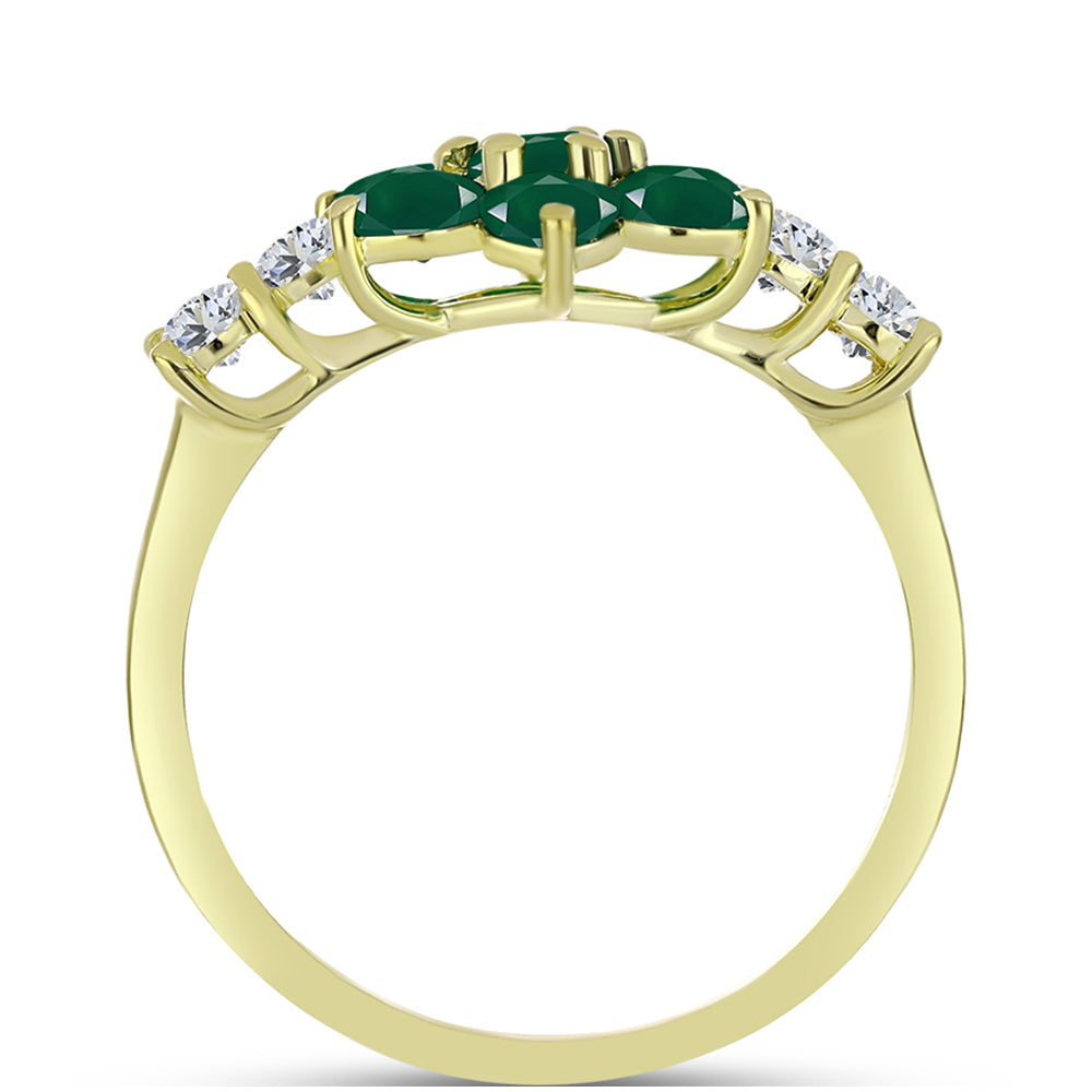 Inel din Argint 925 Placat cu Aur ( 2.36 grame ) cu Agat Verde și Topaz Alb 1.98 Carate 2 