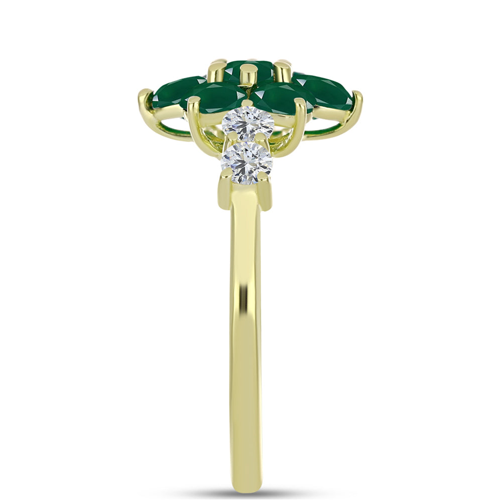 Inel din Argint 925 Placat cu Aur ( 2.36 grame ) cu Agat Verde și Topaz Alb 1.98 Carate 4 