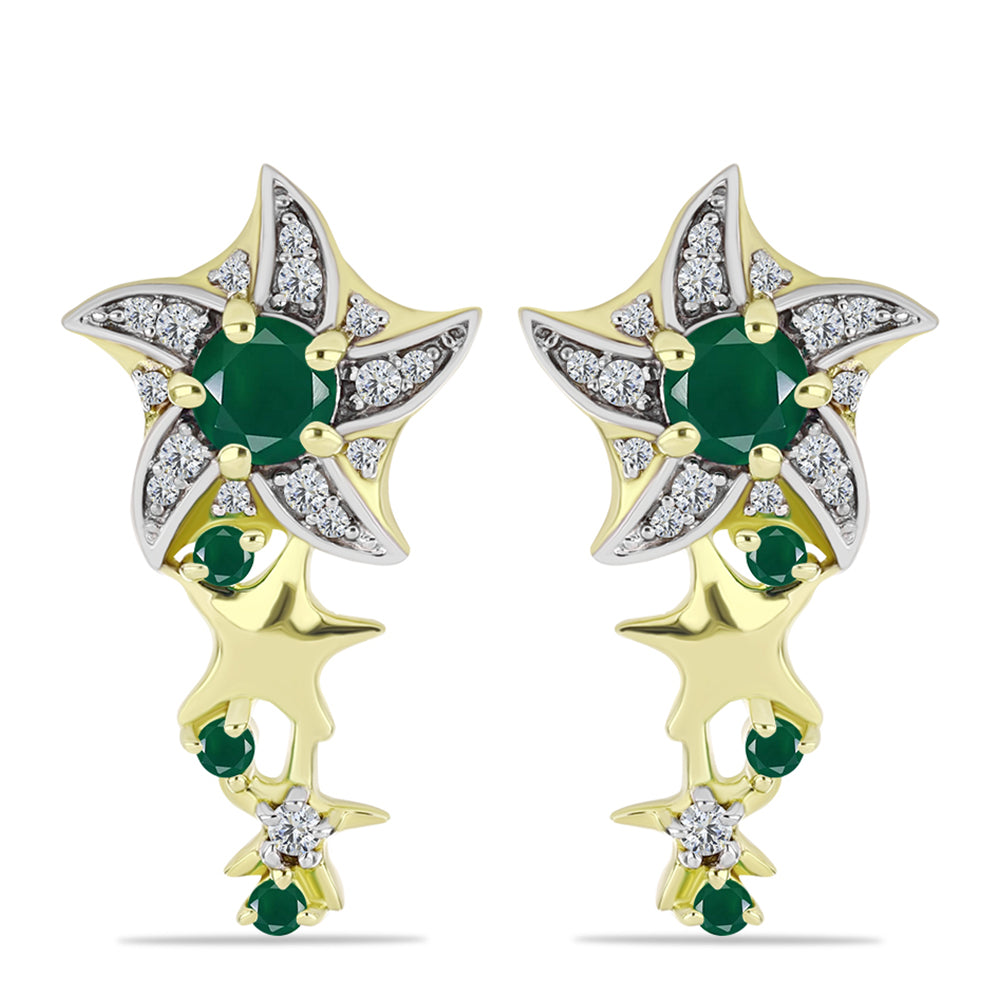 Cercei din Argint 925 Placat cu Aur ( 5.29 grame ) cu Agat Verde și Topaz Alb 1.47 Carate 1 